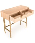 Console 2 tiroirs aline bois/dorée - 80x34x79 cm