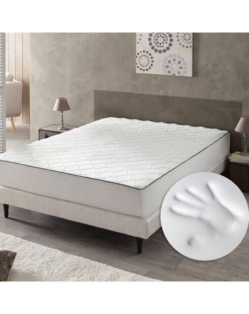 Surmatelas/drap-housse  2-en-1 mémoire de forme colibri blanc - 80x200 cm