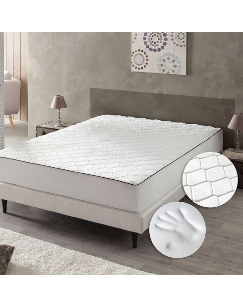 Surmatelas/drap-housse  2-en-1 mémoire de forme colibri blanc - 80x200 cm