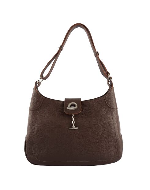 Sac porté épaule Paris en Cuir marron - 32x30x8 cm