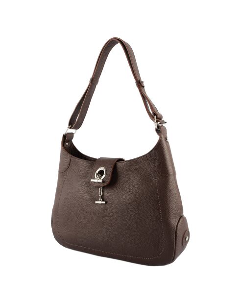 Sac porté épaule Paris en Cuir marron - 32x30x8 cm