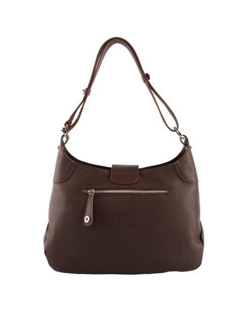 Sac porté épaule Paris en Cuir marron - 32x30x8 cm