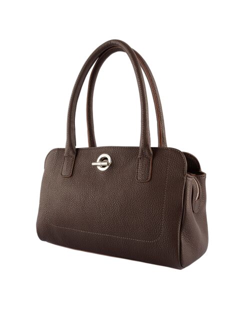 Sac porté épaule Paris en Cuir marron - 33x20x15 cm