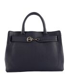 Sac à main en Cuir Paris marine - 38x28x14 cm