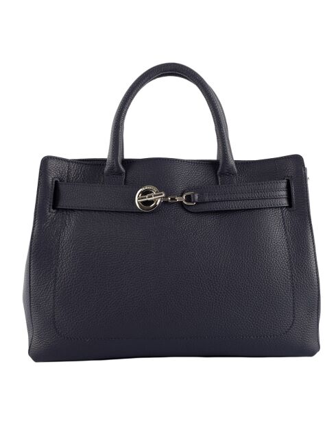 Sac à main en Cuir Paris marine - 38x28x14 cm