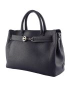 Sac à main en Cuir Paris marine - 38x28x14 cm