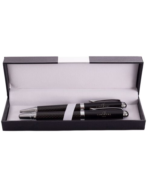 Coffret Stylo Damier en Cuir noir