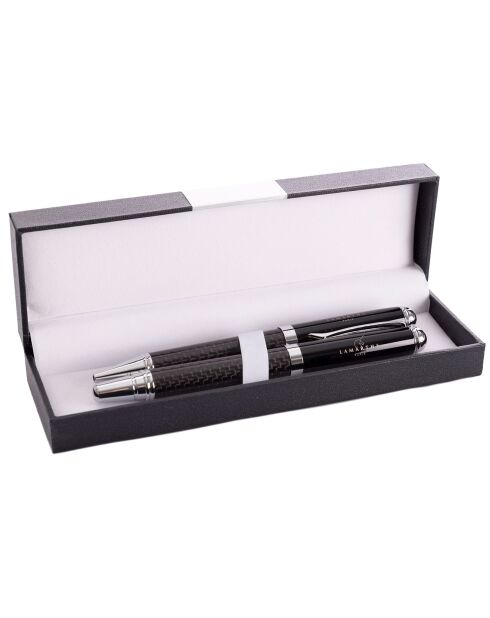 Coffret Stylo Damier en Cuir noir