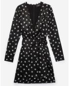 Robe en Soie mélangée avec noeud à la taille star boulevard noir/blanc