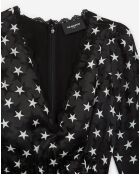 Robe en Soie mélangée avec noeud à la taille star boulevard noir/blanc