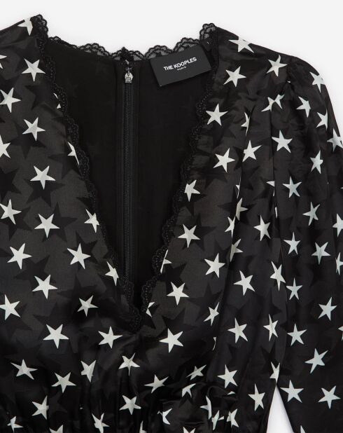 Robe en Soie mélangée avec noeud à la taille star boulevard noir/blanc