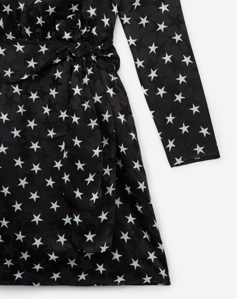 Robe en Soie mélangée avec noeud à la taille star boulevard noir/blanc