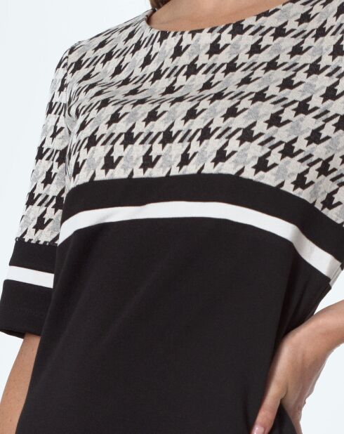 Robe Helene noir/blanc/gris