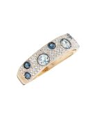 Bague Majunga Diamants 0.0035 ct Saphirs 0.1 ct Topazes Bleues 0.176 ct or jaune