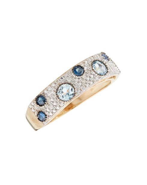 Bague Majunga Diamants 0.0035 ct Saphirs 0.1 ct Topazes Bleues 0.176 ct or jaune