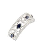 Bague Royal Diamants 0.29 ct Saphirs 0.133 ct or blanc