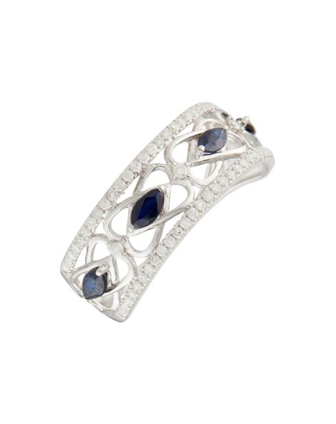 Bague Royal Diamants 0.29 ct Saphirs 0.133 ct or blanc