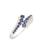 Bague Surat Diamants 0.11 ct Saphirs 0.90 ct or blanc