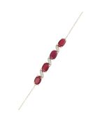 Bracelet Baru Diamants 0.050 ct Rubis 2.72 cts Or Jaune
