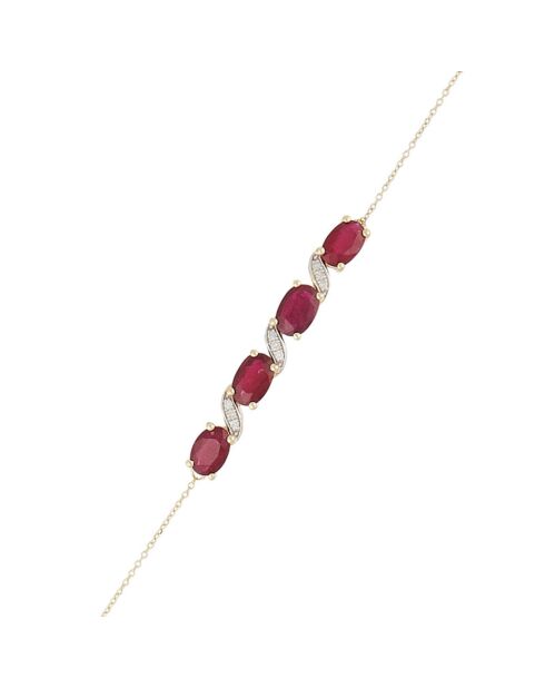 Bracelet Baru Diamants 0.050 ct Rubis 2.72 cts Or Jaune