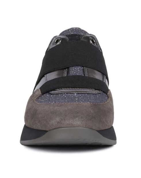 Sneakers en Cuir, Velours de Cuir & Mesh Sophie gris/noir