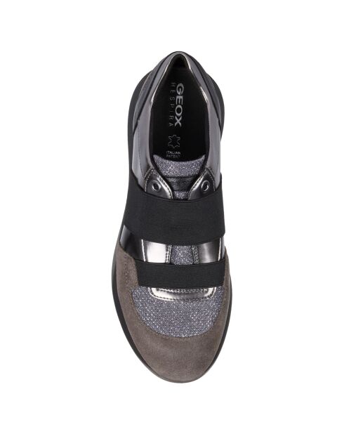 Sneakers en Cuir, Velours de Cuir & Mesh Sophie gris/noir