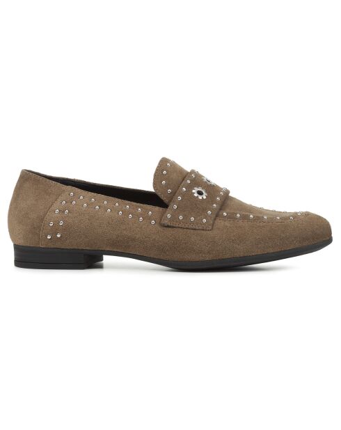 Mocassins en Velours de Cuir Isa taupe