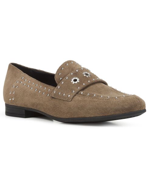 Mocassins en Velours de Cuir Isa taupe