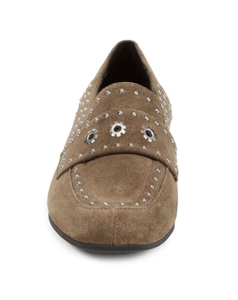 Mocassins en Velours de Cuir Isa taupe