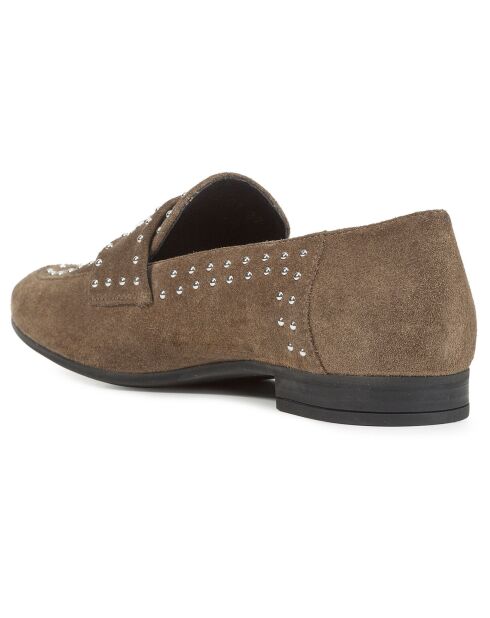 Mocassins en Velours de Cuir Isa taupe