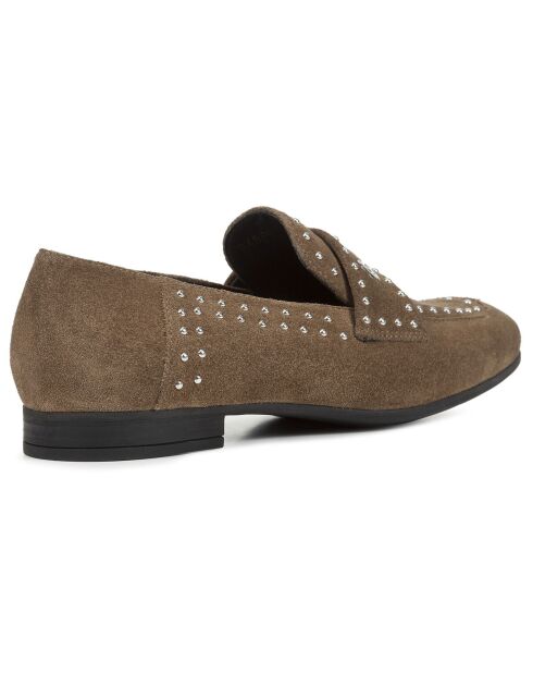 Mocassins en Velours de Cuir Isa taupe