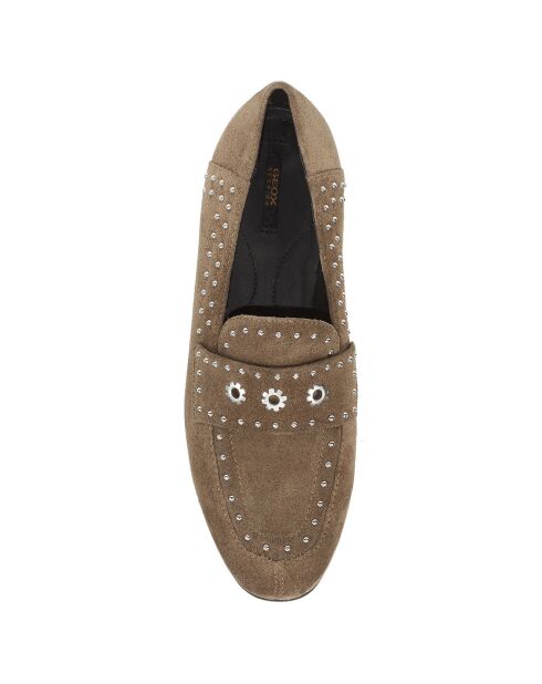 Mocassins en Velours de Cuir Isa taupe