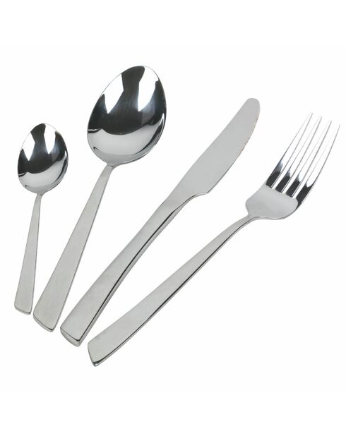 Juego de cubiertos Cut, color gris brillante, 24 piezas