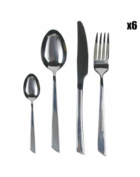 Juego de cubiertos Cut, color gris brillante, 24 piezas