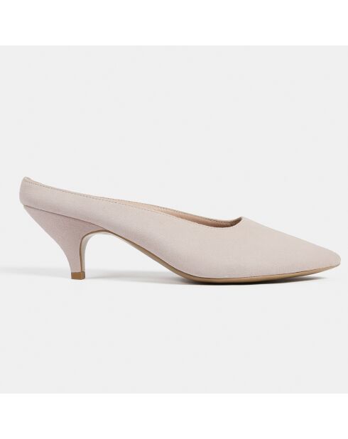 Mules en Velours de Cuir Same Old Love beige rosé - Talon 6 cm