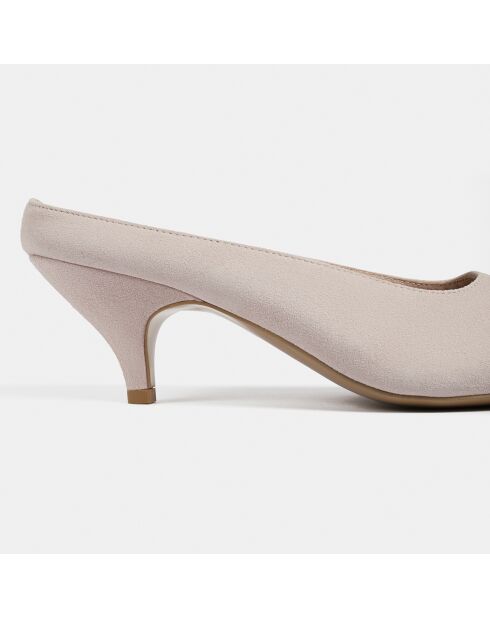 Mules en Velours de Cuir Same Old Love beige rosé - Talon 6 cm