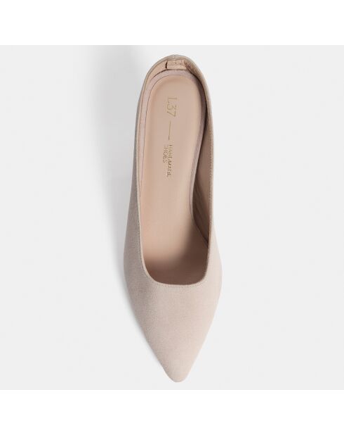 Mules en Velours de Cuir Same Old Love beige rosé - Talon 6 cm