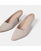 Mules en Velours de Cuir Same Old Love beige rosé - Talon 6 cm
