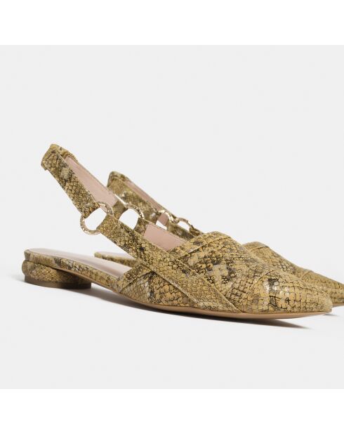 Gele Python High Energy leren ballerina's