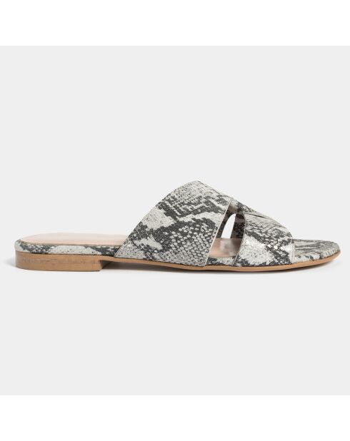 Mules de cuero blanco y negro Call You Mine