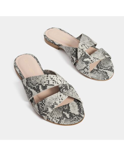 Mules de cuero blanco y negro Call You Mine