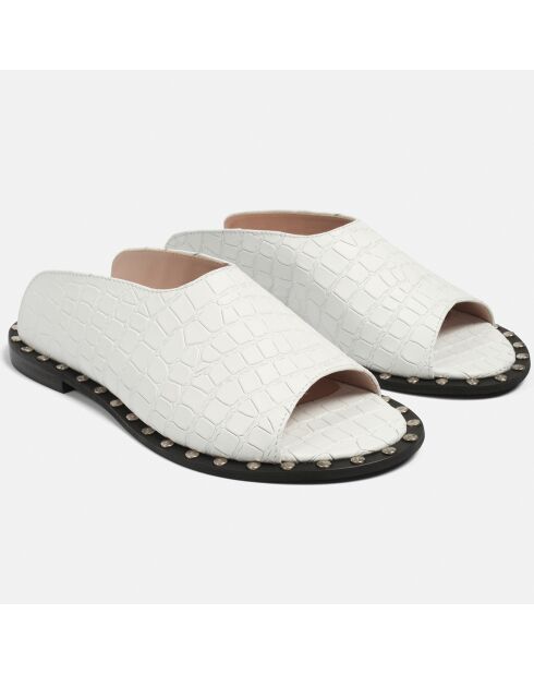 Mules de cuero blanco Stayin' Alive