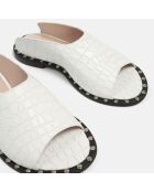 Mules de cuero blanco Stayin' Alive
