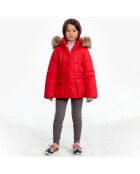 Veste de ski fausse fourrure rouge