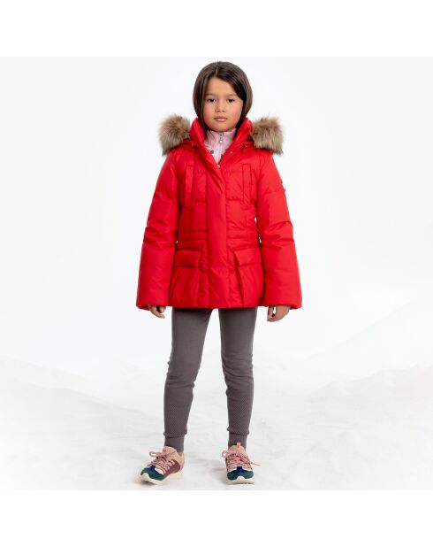 Veste de ski fausse fourrure rouge