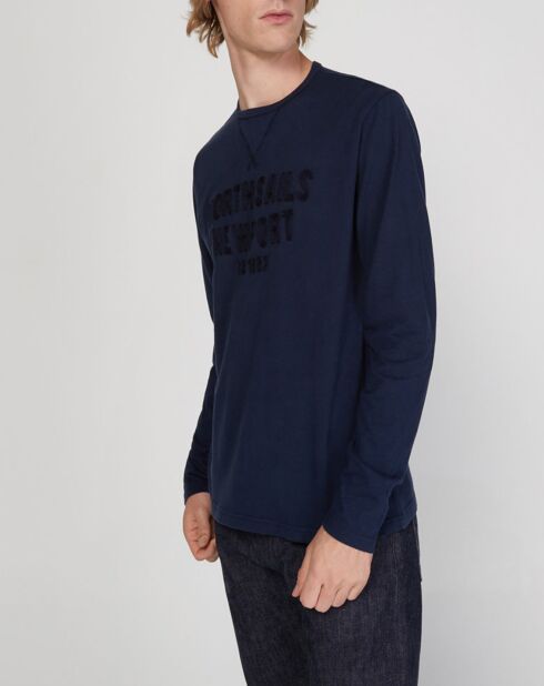T-Shirt brodé ton sur ton bleu marine