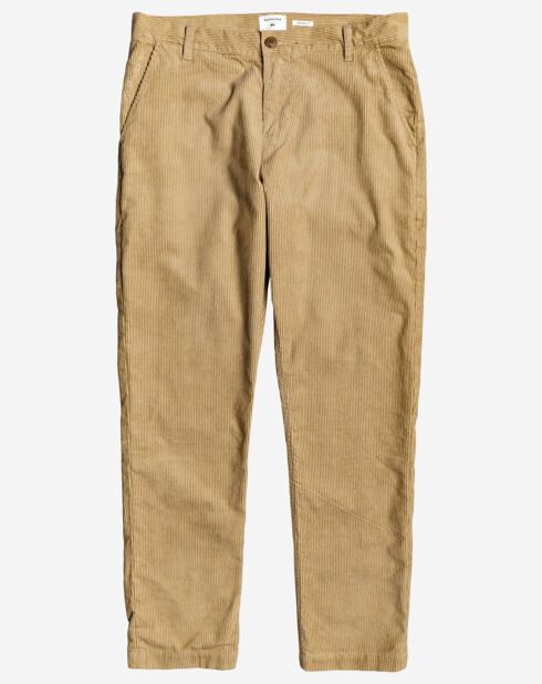 Pantalon chino en Velours Tapered Disaray beige