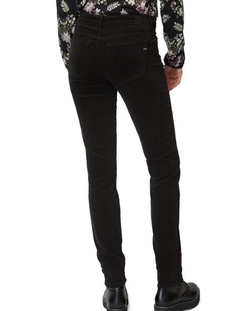Pantalon slim en Velours lisse Alby  noir