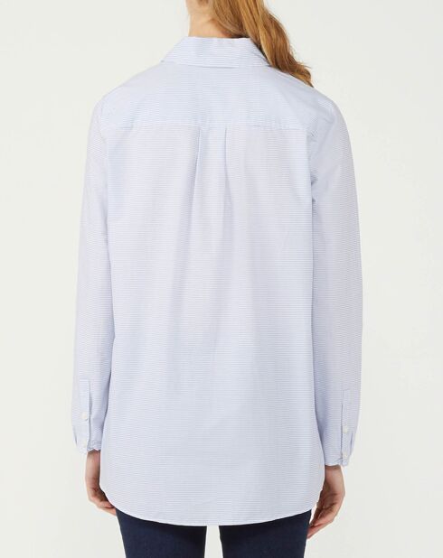 Blouse Popelin rayée bleue