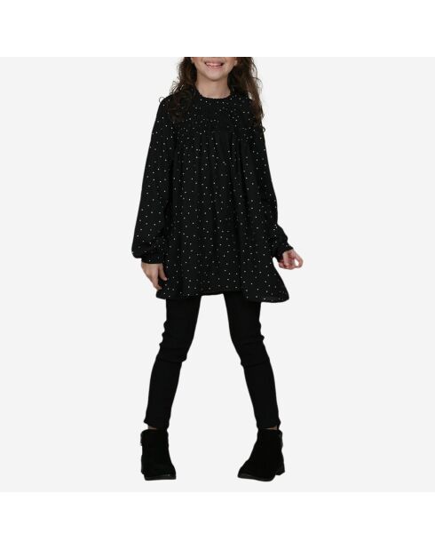 Robe longue fluide imprimé à pois noire